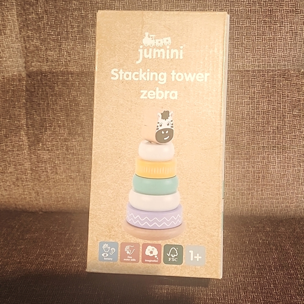 Jumini Wooden Stacking Tower Zebra sensory motor skills development toy